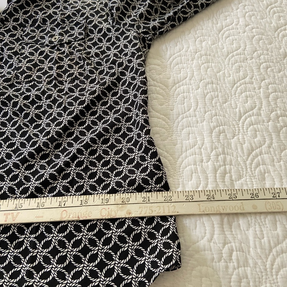 NY Collection Black and White Mandarin Collar Blouse Size Large - Picture 12 of 13